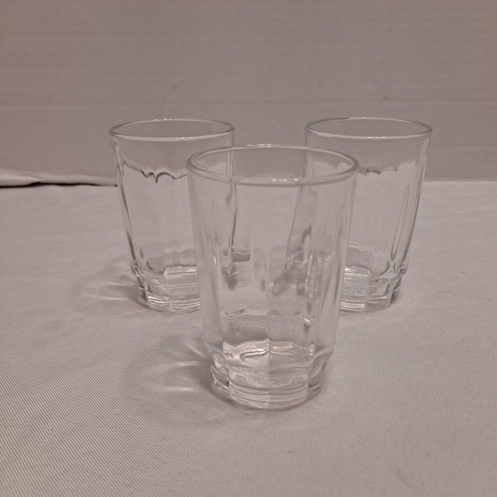 Arcoroc Vintage 3 Oz Juice Glasses Clear Made in USA Set of 3